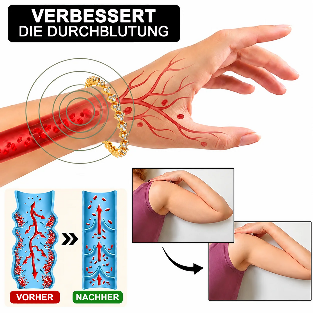🔥 LETZTER TAG DES ANGEBOTS – 80 % RABATT 🔥 CZTICLE® Lymphatische Magnettherapie Roman Kristall Diamant Armband
