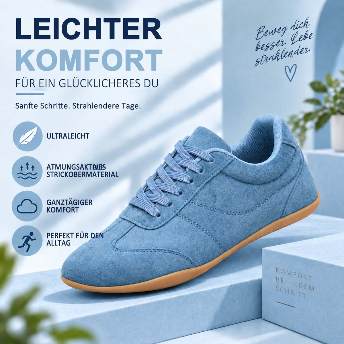 LETZTER TAG: 80 % RABATT – 👣 Damen Orthopädische Sneaker mit Fußgewölbestütze, Schnürdesign & gepolsterter flacher Sohle