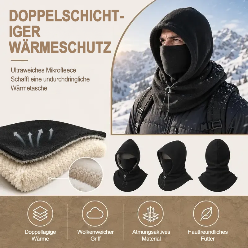 🔥 Integrierte Flanell-Gesichtsmaske mit Mütze – Winddicht & warm