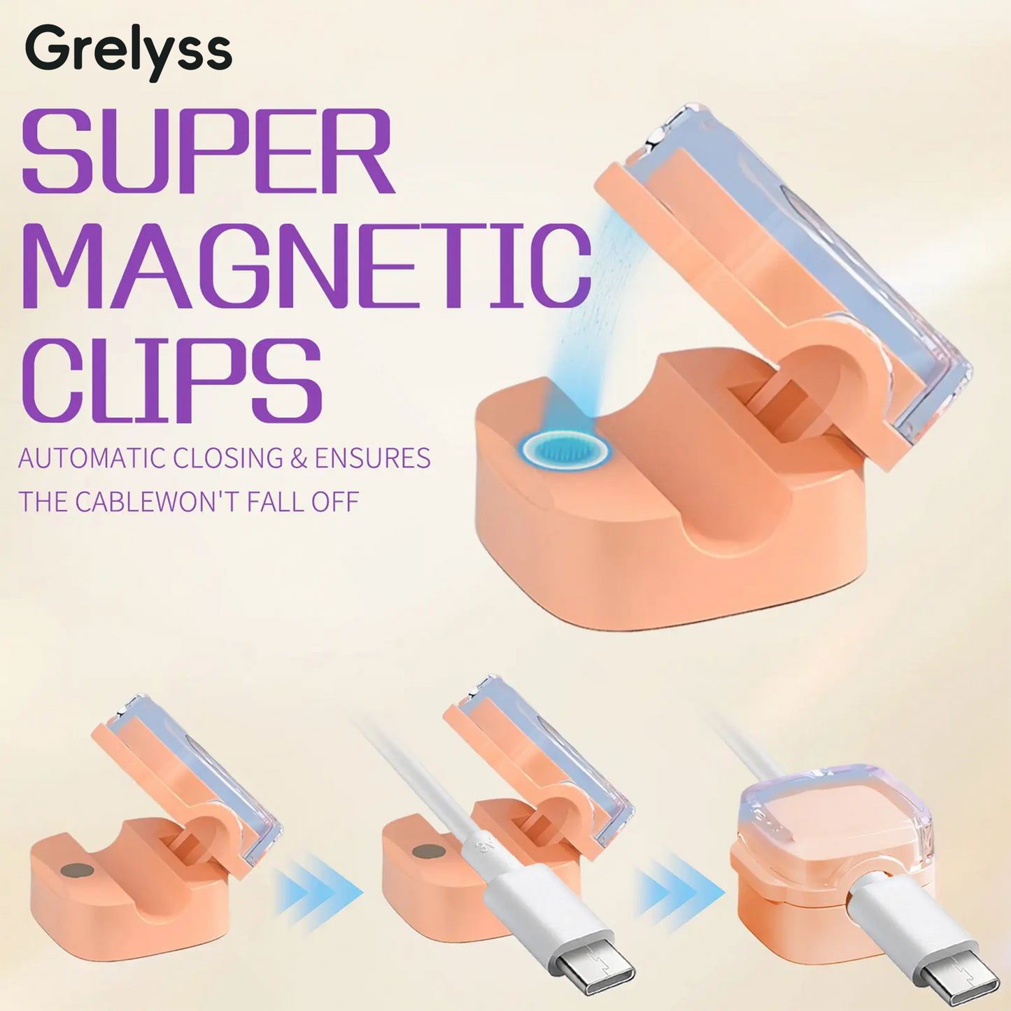 Magnetic Cord Organizer Holder, 6 Pack Wall Mounted Cable Clips, Desktop Cable Organizer Storage Management Clip, Home Organizer for Office Desk