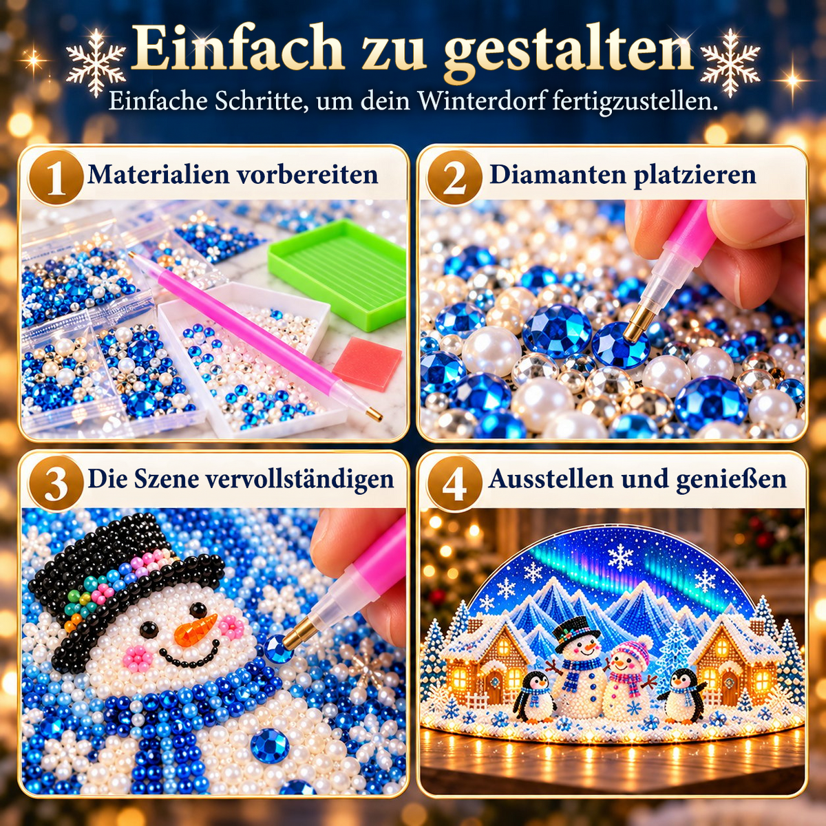 ❄️ DIY Winterwunderland mit Schmucksteinen & Perlendetails