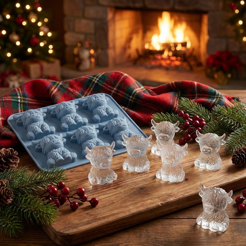 🐮 Mini Highland Cow Ice Cube & Dessert Mold 🧊🍪 Cute 3D Ice for Drinks, Parties & Gifts💕