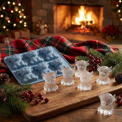 🐮 Mini Highland Cow Ice Cube & Dessert Mold 🧊🍪 Cute 3D Ice for Drinks, Parties & Gifts💕