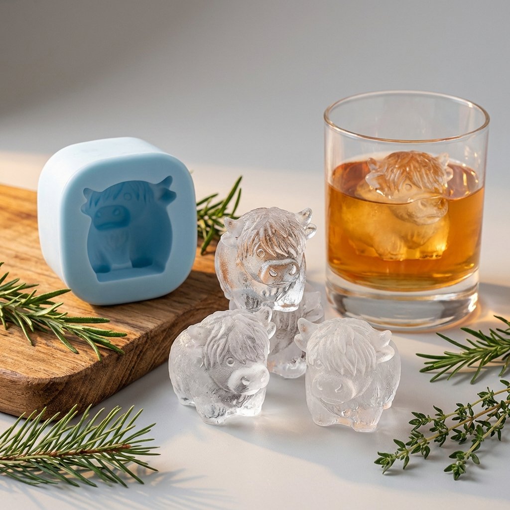 🐮 Mini Highland Cow Ice Cube & Dessert Mold 🧊🍪 Cute 3D Ice for Drinks, Parties & Gifts💕