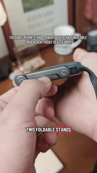 ⚡Official Authorized | MFi-Certified Cables🔥 2-in-1 Invisible Holder Charger Cable - 240W Fast Charging Cord with Built-In Phone Stand