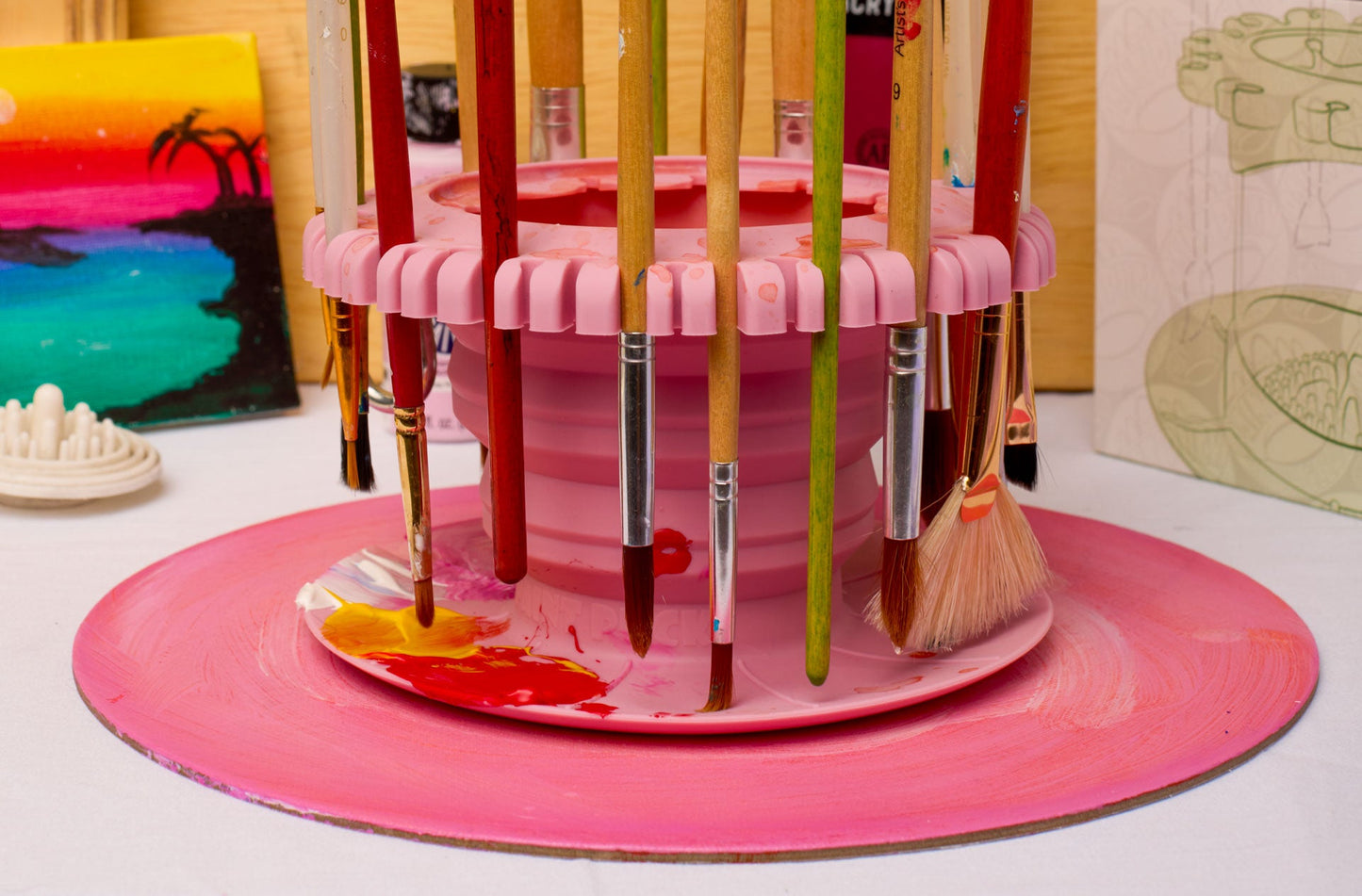Portable Paint Pallet, Brush Cleaner and Organizer