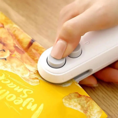 2026 New Upgraded Mini Bag Sealer 2 in 1 Rechargeable Chip Bag Sealer with Cutter and Magnet Portable Handheld USB C Heat Sealer Resealer Machine for Snack Plastic Bags Food Storage
