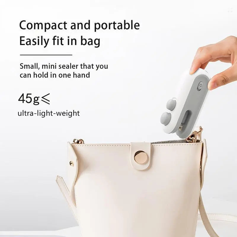 2026 New Upgraded Mini Bag Sealer 2 in 1 Rechargeable Chip Bag Sealer with Cutter and Magnet Portable Handheld USB C Heat Sealer Resealer Machine for Snack Plastic Bags Food Storage