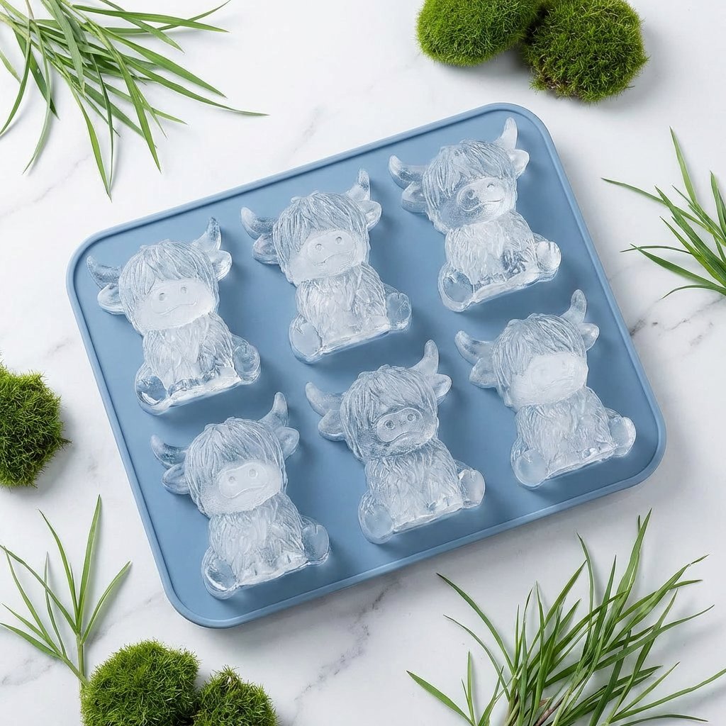 🐮 Mini Highland Cow Ice Cube & Dessert Mold 🧊🍪 Cute 3D Ice for Drinks, Parties & Gifts💕