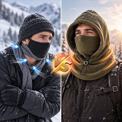 🔥 Integrierte Flanell-Gesichtsmaske mit Mütze – Winddicht & warm