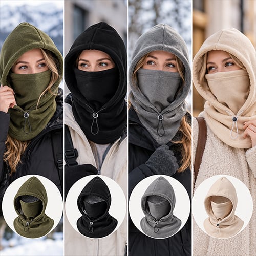 🔥 Integrierte Flanell-Gesichtsmaske mit Mütze – Winddicht & warm