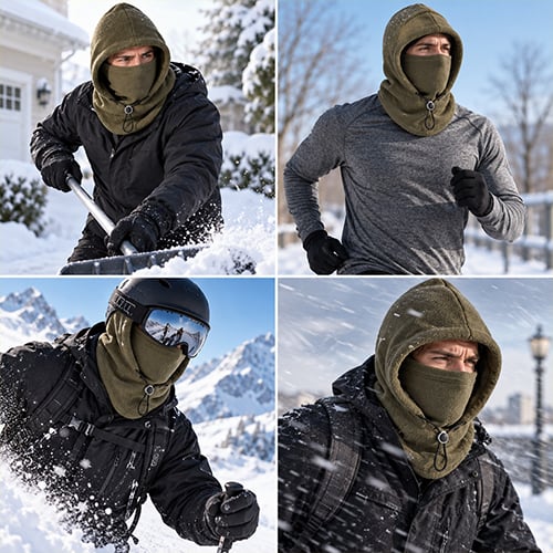 🔥 Integrierte Flanell-Gesichtsmaske mit Mütze – Winddicht & warm